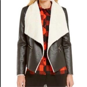 Gianni Bini faux fur and leather moto jacket‎